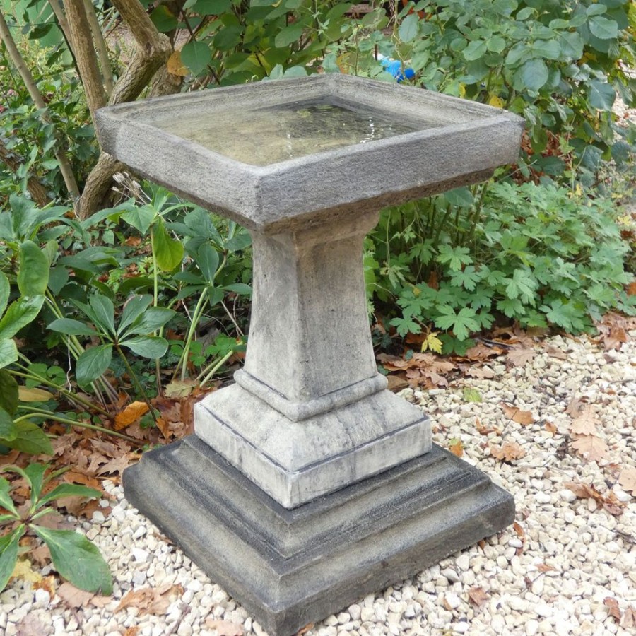 STATUES & SCULPTURES Keymer Modern Stone Garden Birdbath Clearance