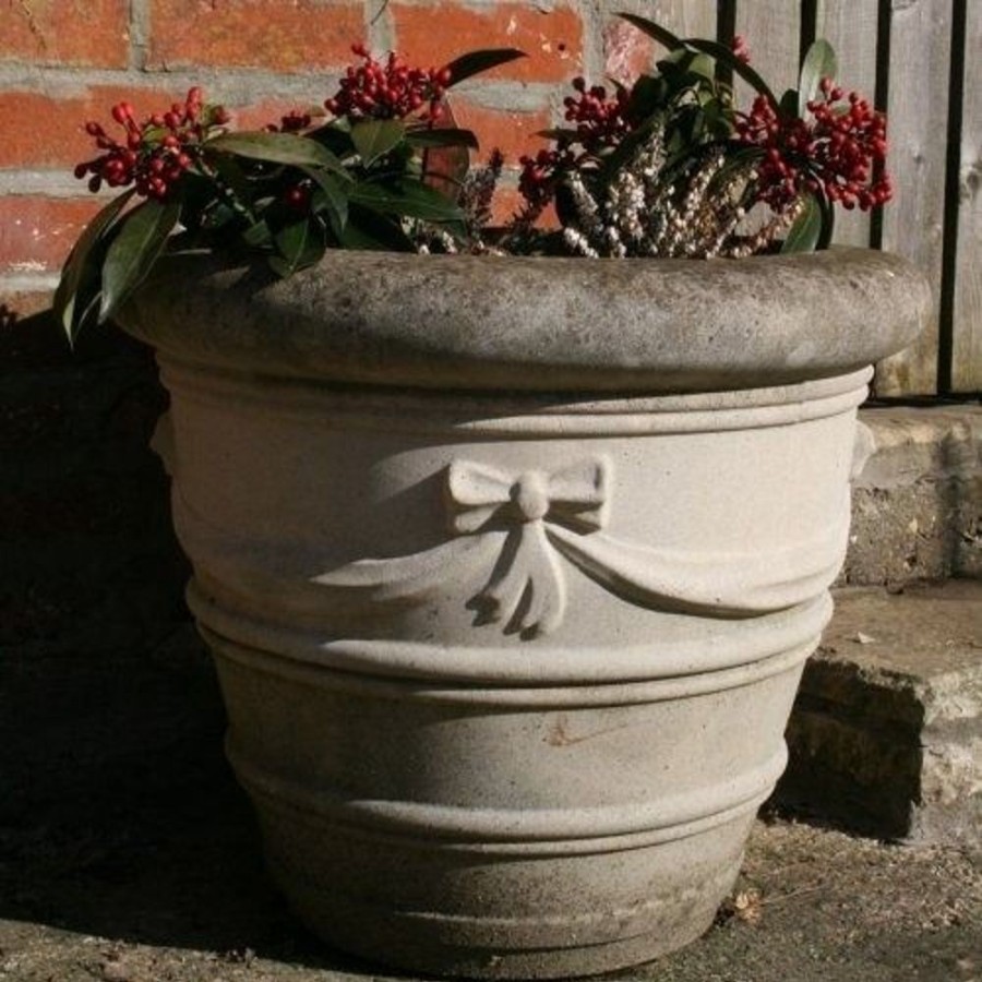 STATUES & SCULPTURES Ribbon Vase 16" Stone Garden Planter Clearance