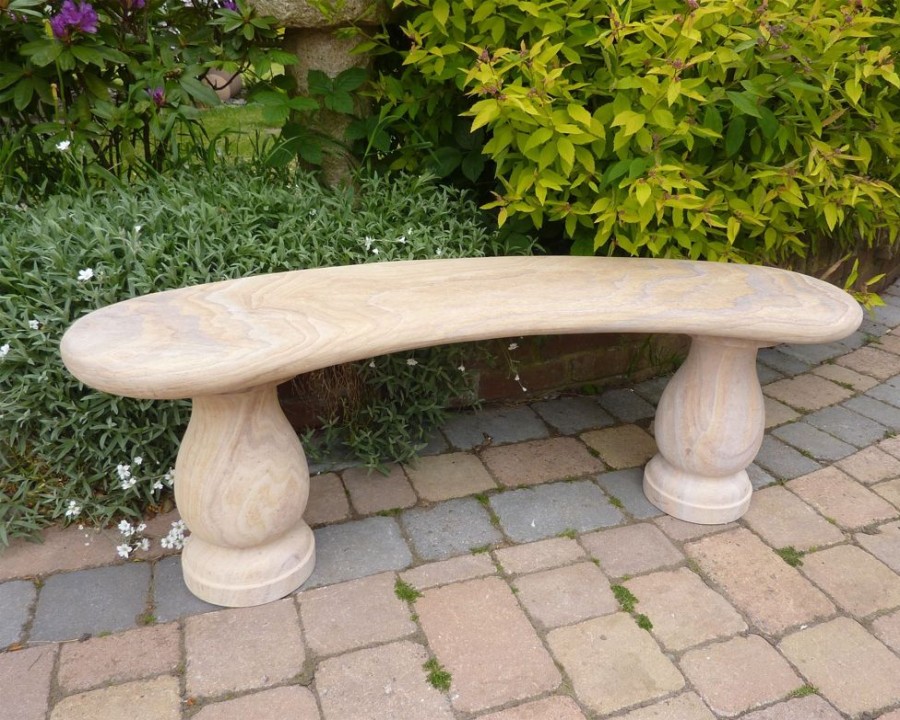 STATUES & SCULPTURES Classic Polished Rainbow Sandstone Garden Bench New