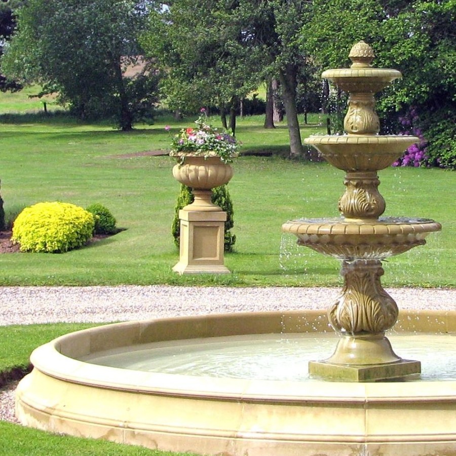 STATUES & SCULPTURES Triple Tier Fountain & Pool Surround Stone Water Feature New