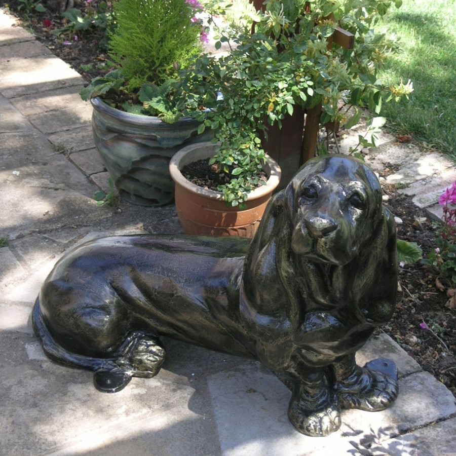 STATUES & SCULPTURES Bassett Hound Dog Bronze Metal Garden Statue Best