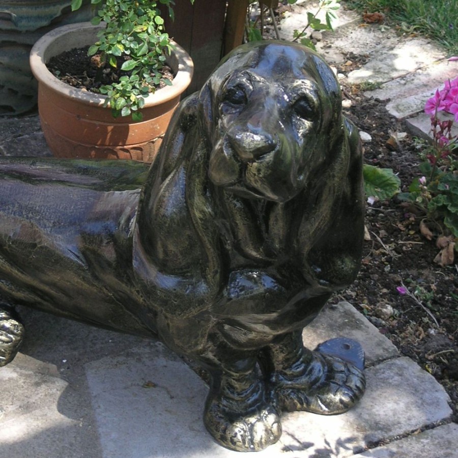 STATUES & SCULPTURES Bassett Hound Dog Bronze Metal Garden Statue Best