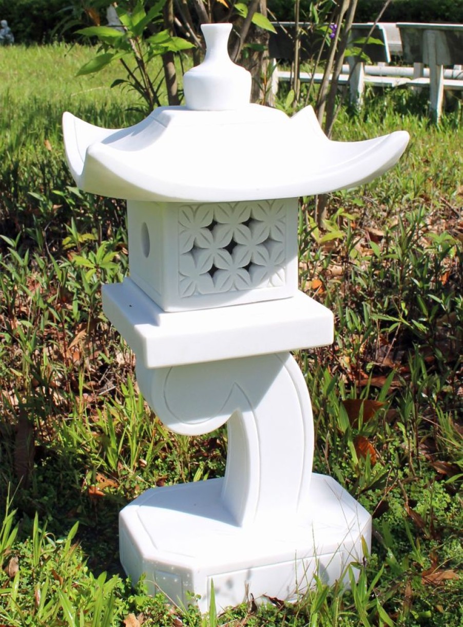 STATUES & SCULPTURES One Tier Japanese Pagoda Lantern Marble Garden Ornament New