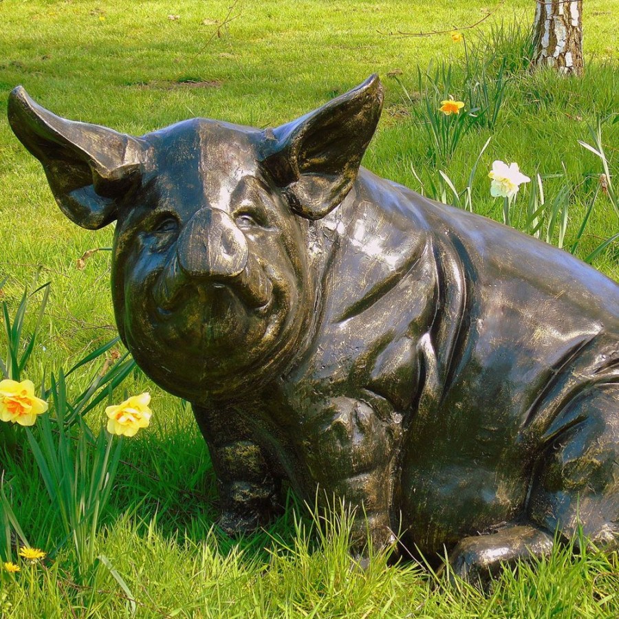 STATUES & SCULPTURES Big Pig Bronze Metal Garden Statue Online