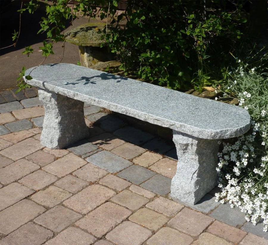 STATUES & SCULPTURES Elegance Ii Natural Granite Grey Stone Garden Bench Online