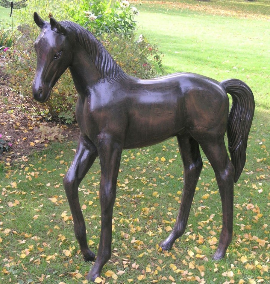 STATUES & SCULPTURES Standing Foal Bronze Metal Garden Statue New