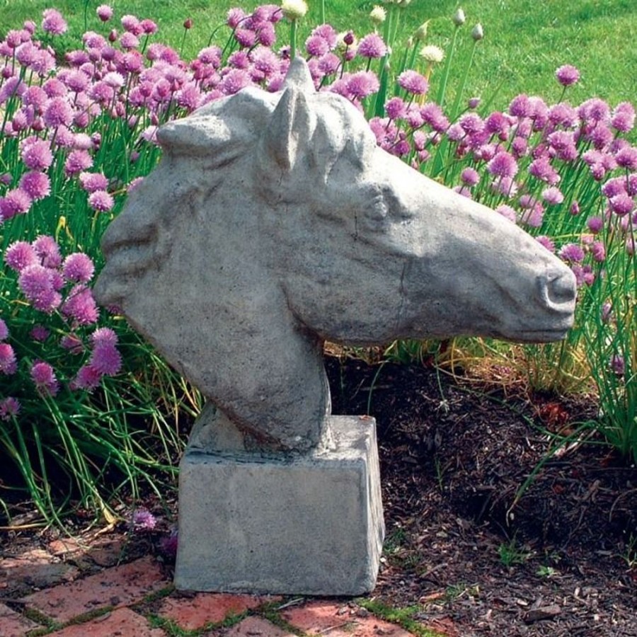 STATUES & SCULPTURES Horse'S Head Stone Garden Ornament Clearance