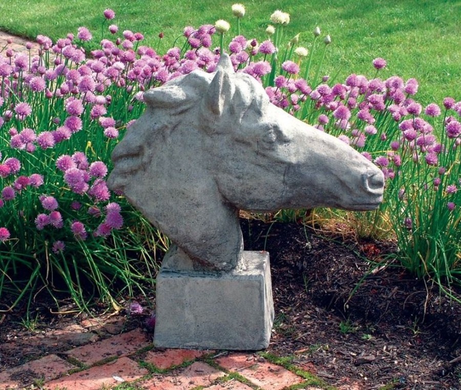 STATUES & SCULPTURES Horse'S Head Stone Garden Ornament Clearance