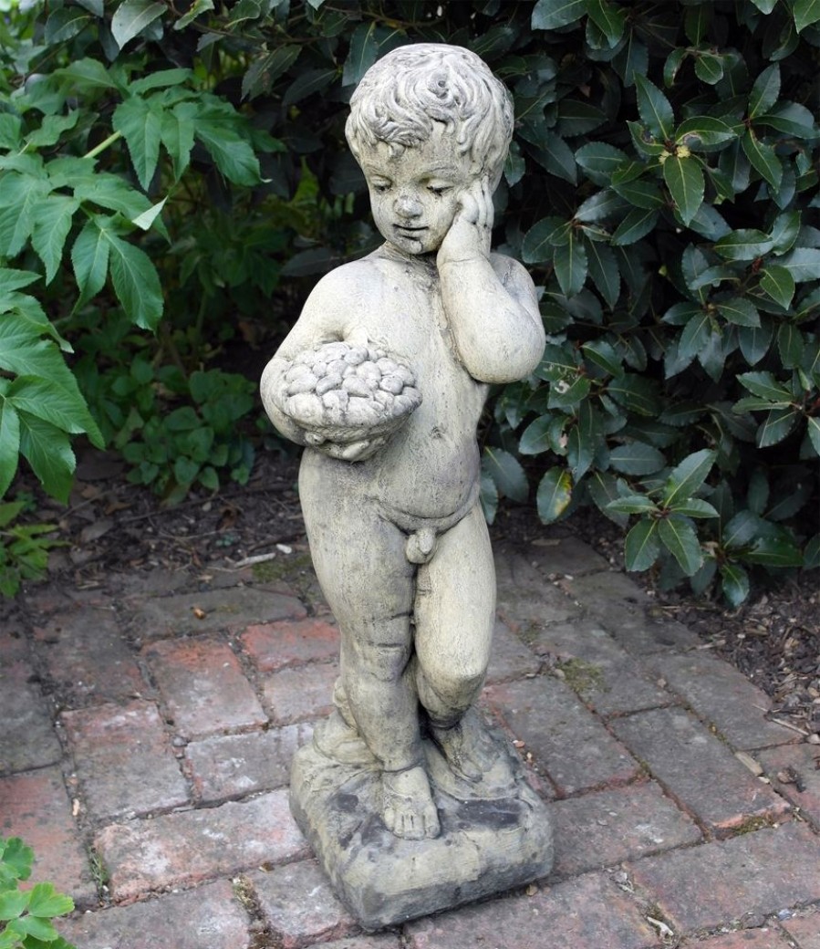 STATUES & SCULPTURES Classic Nude Boy Stone Garden Statue New