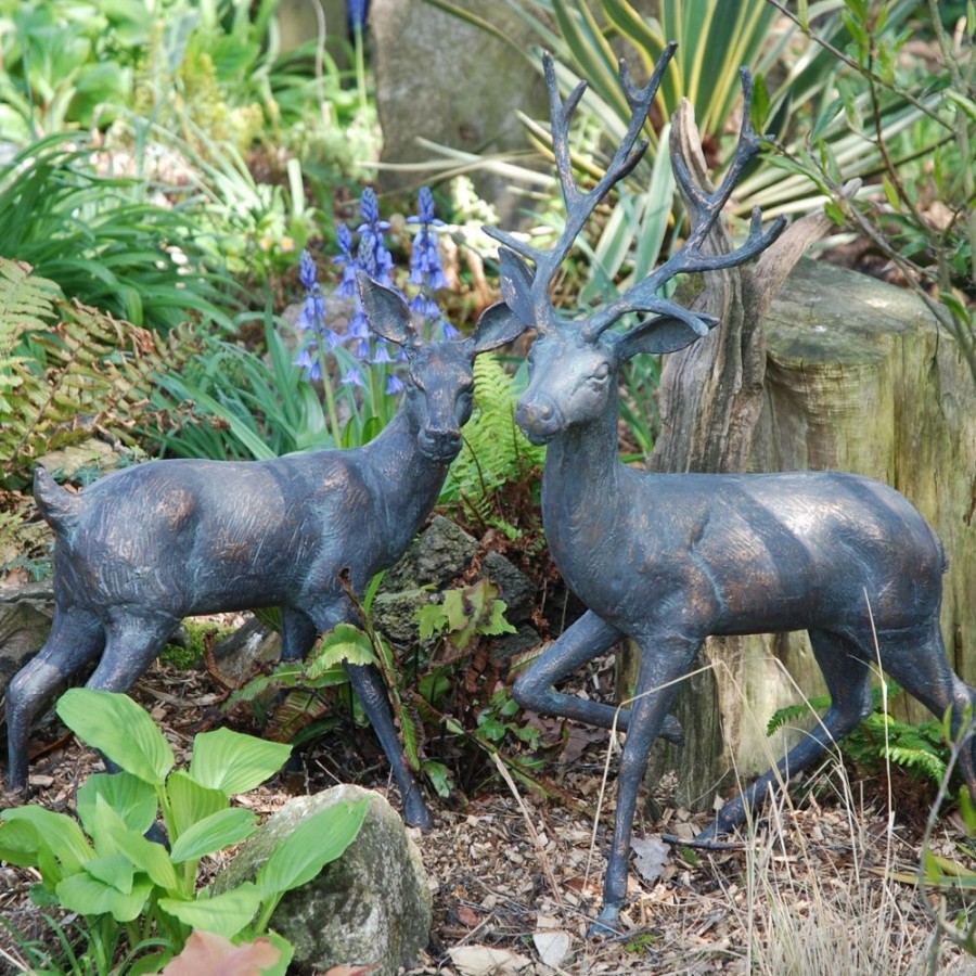 STATUES & SCULPTURES Stag & Doe Bronze Metal Garden Statues Online