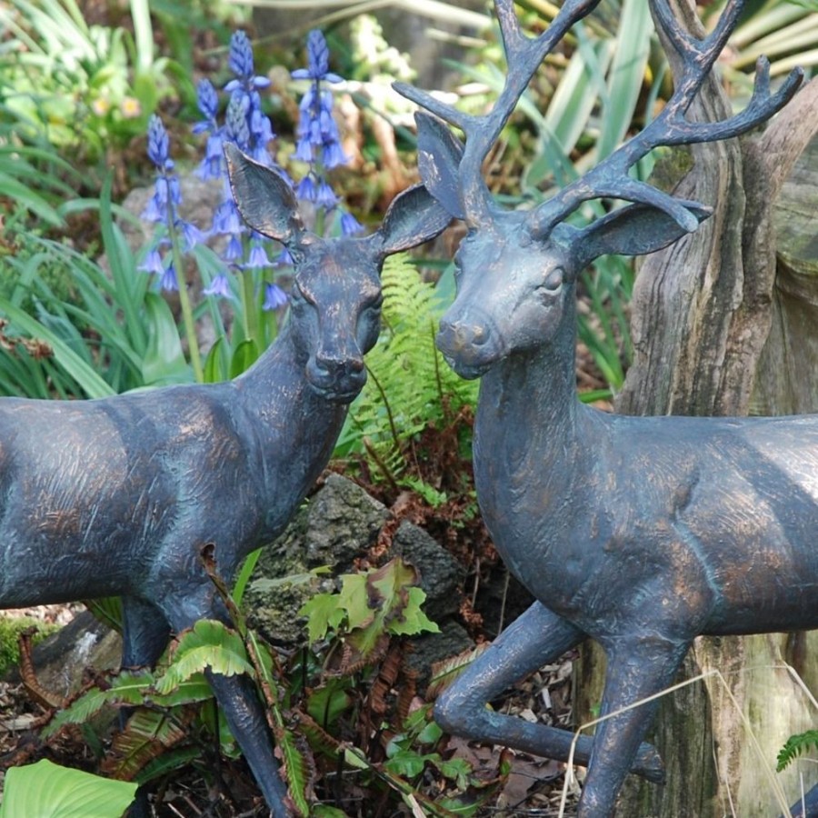 STATUES & SCULPTURES Stag & Doe Bronze Metal Garden Statues Online