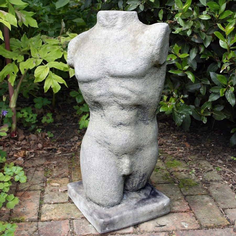 STATUES & SCULPTURES Male Torso Modern Stone Garden Ornament New