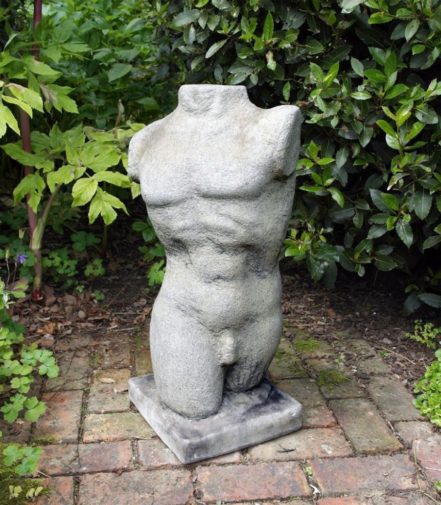 STATUES & SCULPTURES Male Torso Modern Stone Garden Ornament New