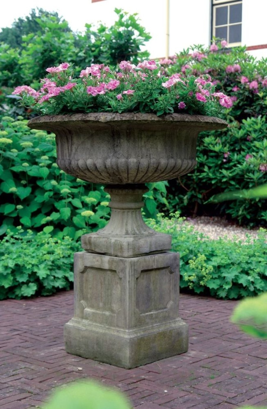 STATUES & SCULPTURES Victorian Grand Stone Garden Planter On Pedestal Hot