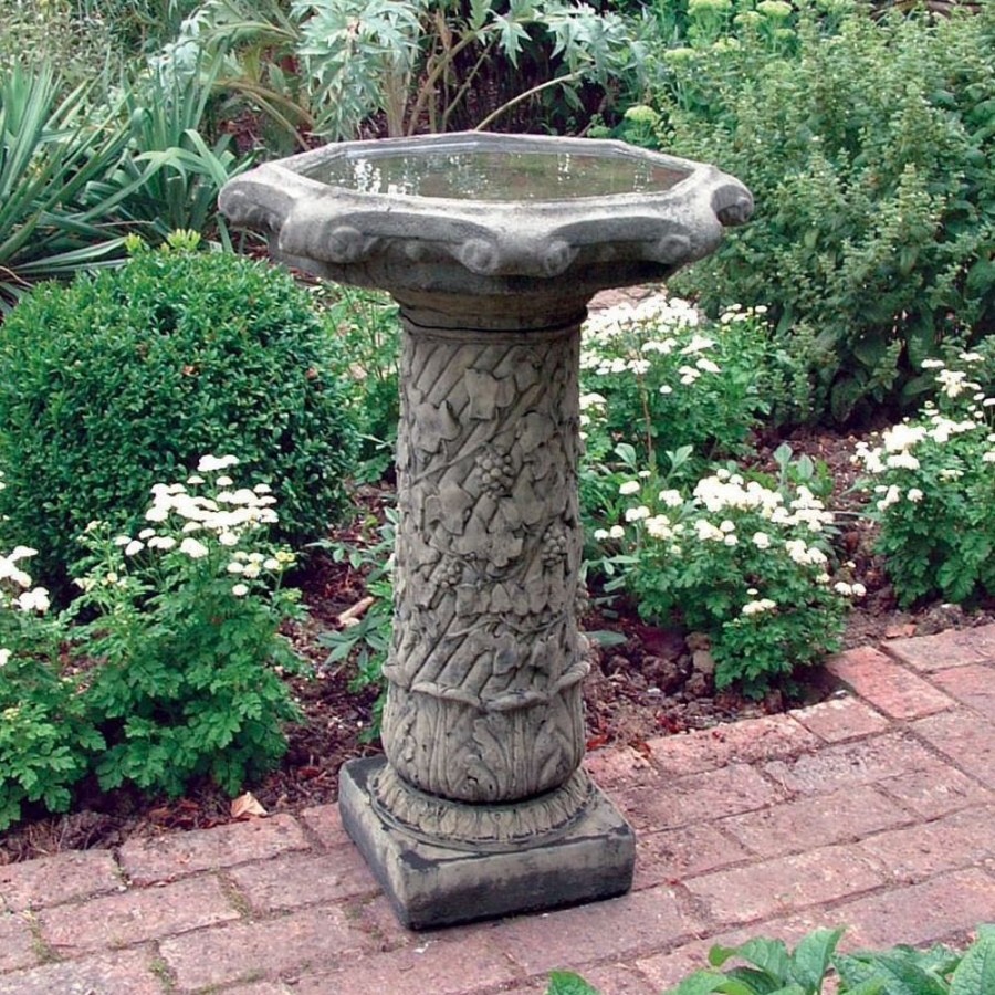 STATUES & SCULPTURES Vine Design Stone Garden Birdbath Online