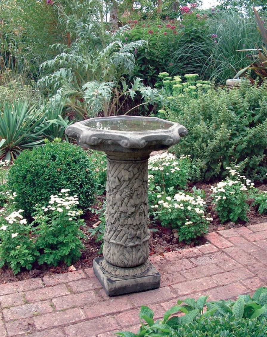 STATUES & SCULPTURES Vine Design Stone Garden Birdbath Online