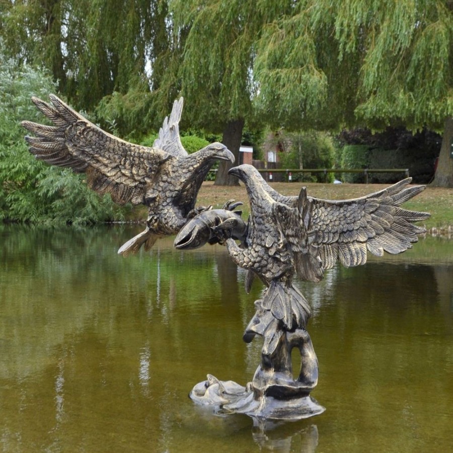 STATUES & SCULPTURES Battle Of Eagles Bronze Metal Garden Statue Best