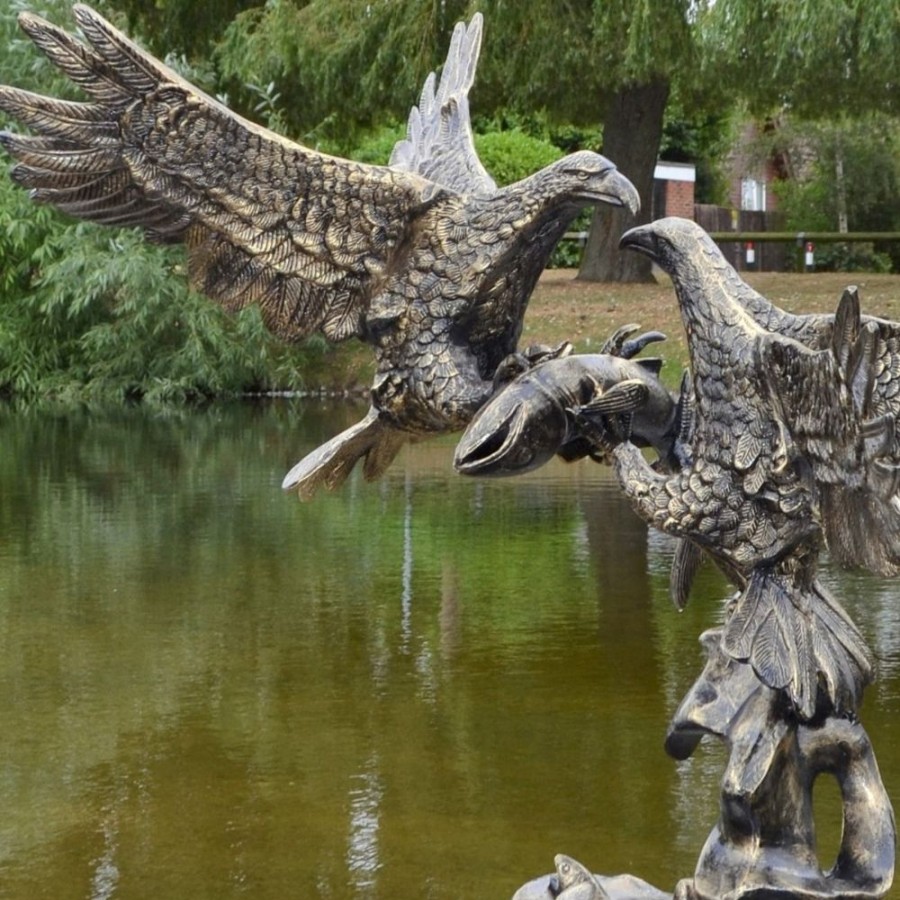 STATUES & SCULPTURES Battle Of Eagles Bronze Metal Garden Statue Best