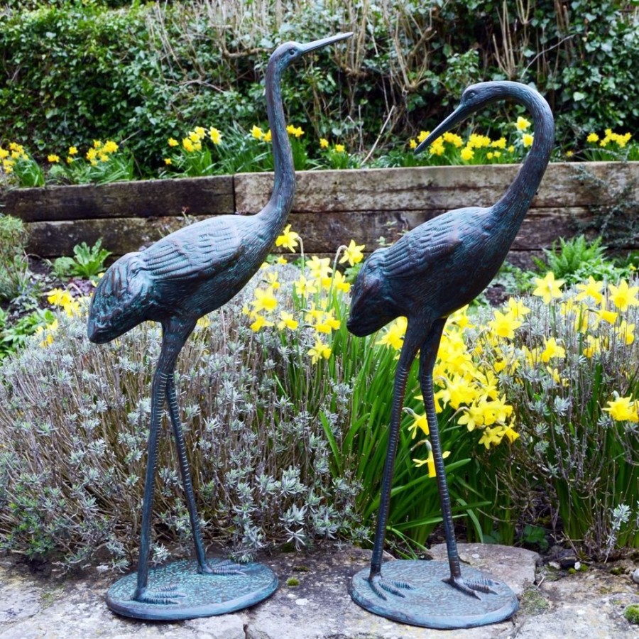 STATUES & SCULPTURES Classic Cranes Bronze Metal Garden Ornaments Online