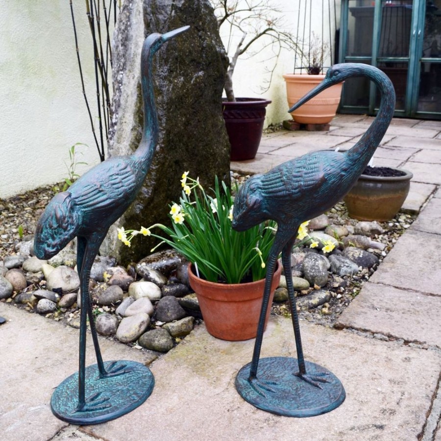 STATUES & SCULPTURES Classic Cranes Bronze Metal Garden Ornaments Online