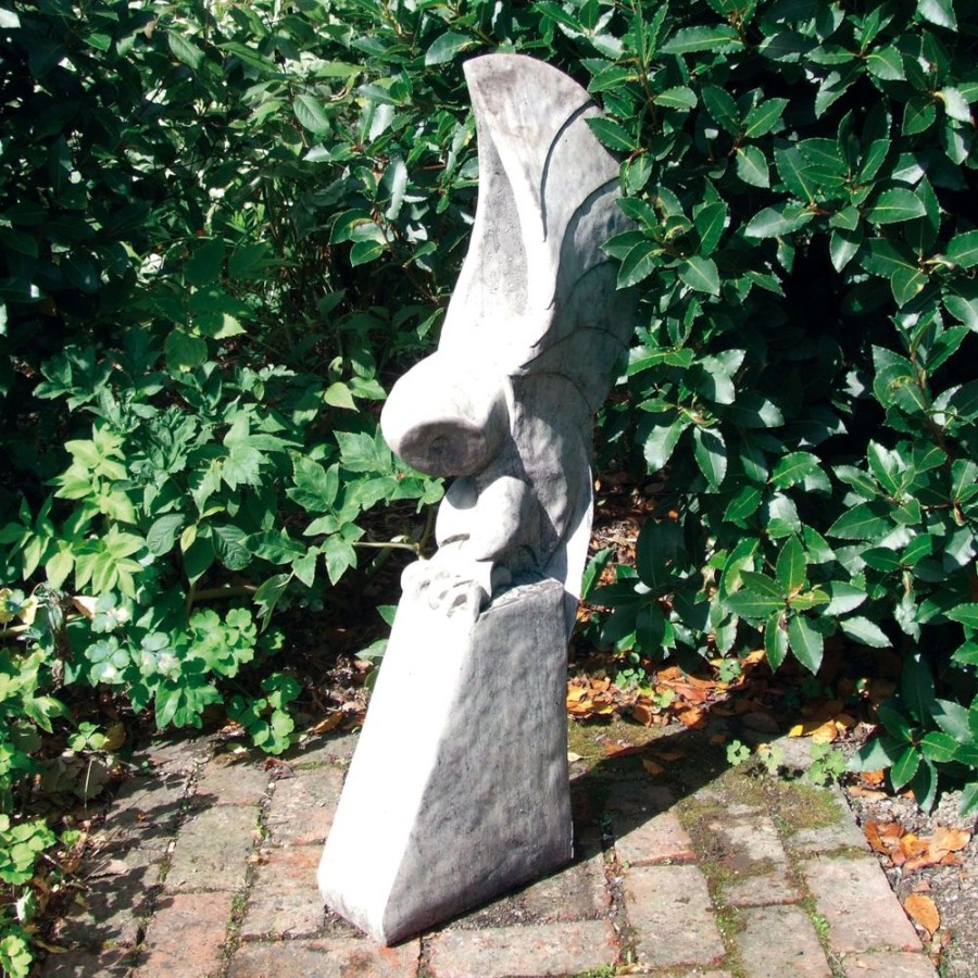 STATUES & SCULPTURES Barn Owl On Pedestal Stone Garden Statue Online