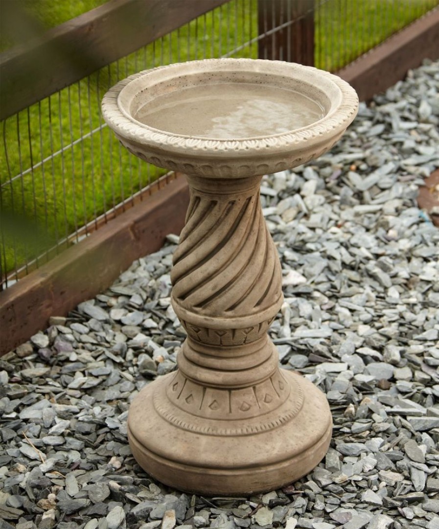 STATUES & SCULPTURES Spiral Design Stone Garden Birdbath Clearance