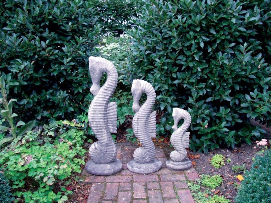 STATUES & SCULPTURES Seahorses Set Stone Garden Ornaments New