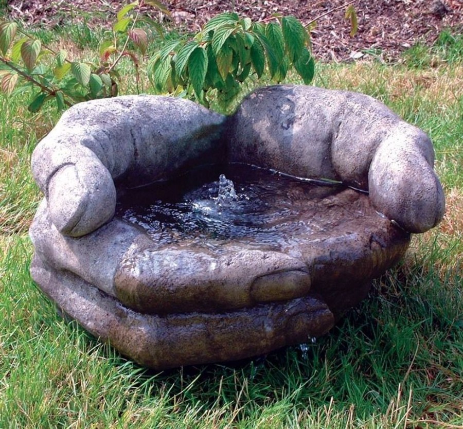 STATUES & SCULPTURES Cupped Hands Stone Fountain Water Feature Clearance