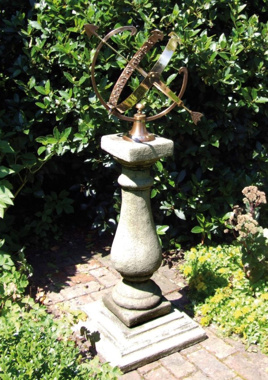 STATUES & SCULPTURES Baluster Large Armillary Stone Garden Sundial Hot