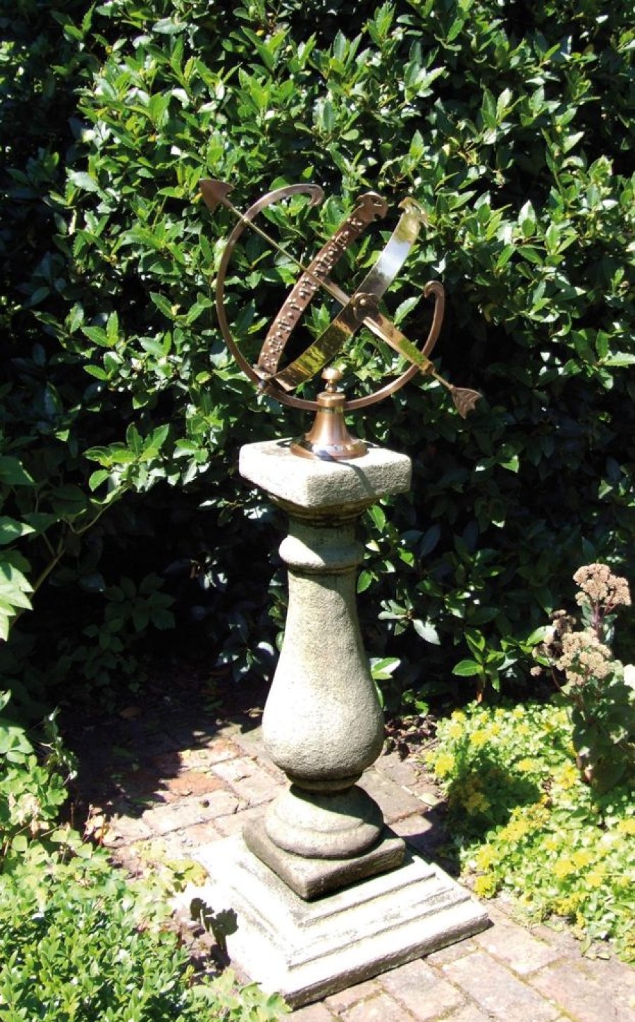 STATUES & SCULPTURES Baluster Large Armillary Stone Garden Sundial Hot