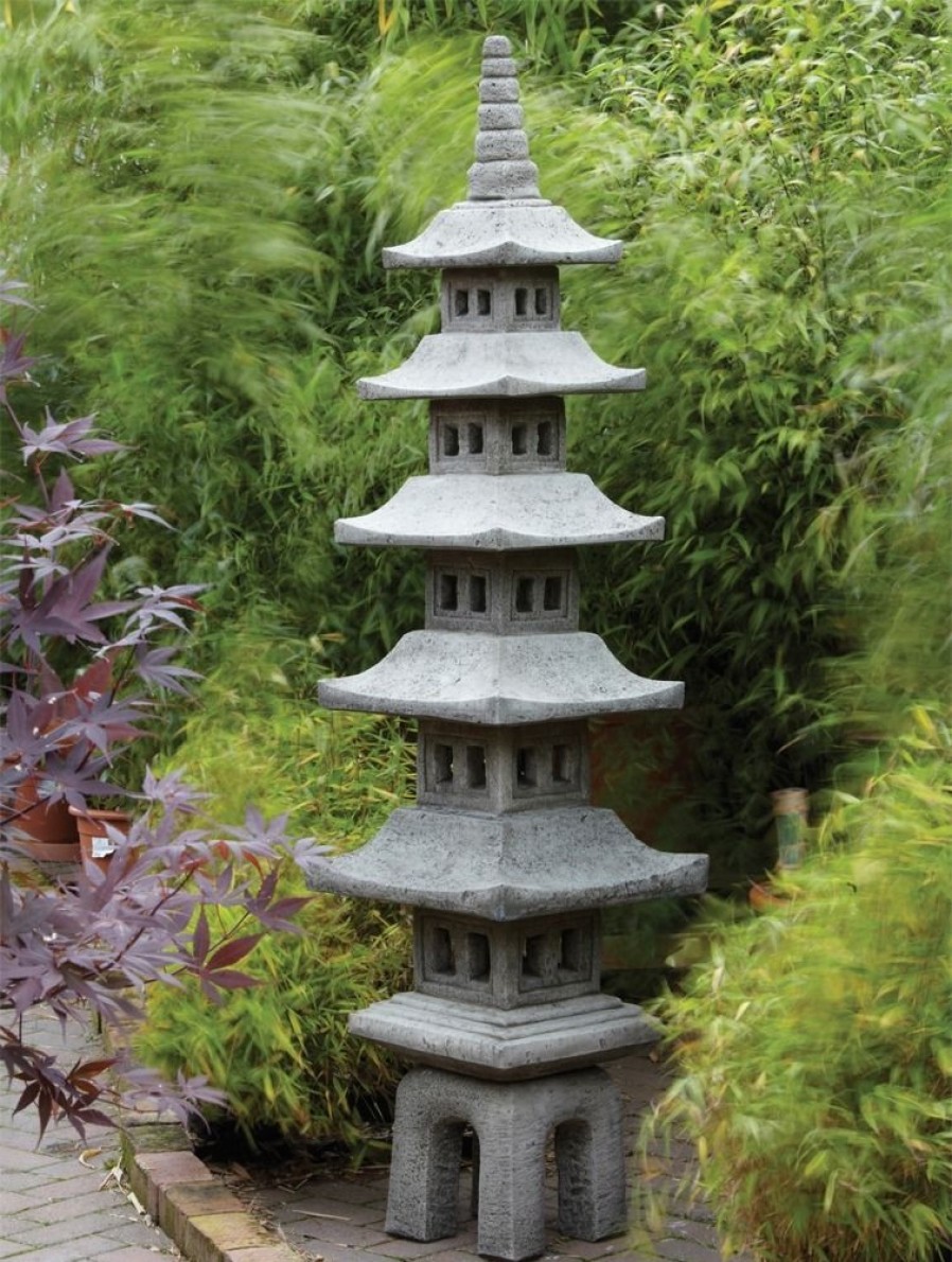 STATUES & SCULPTURES Seven Piece Japanese Pagoda Stone Garden Ornament Hot