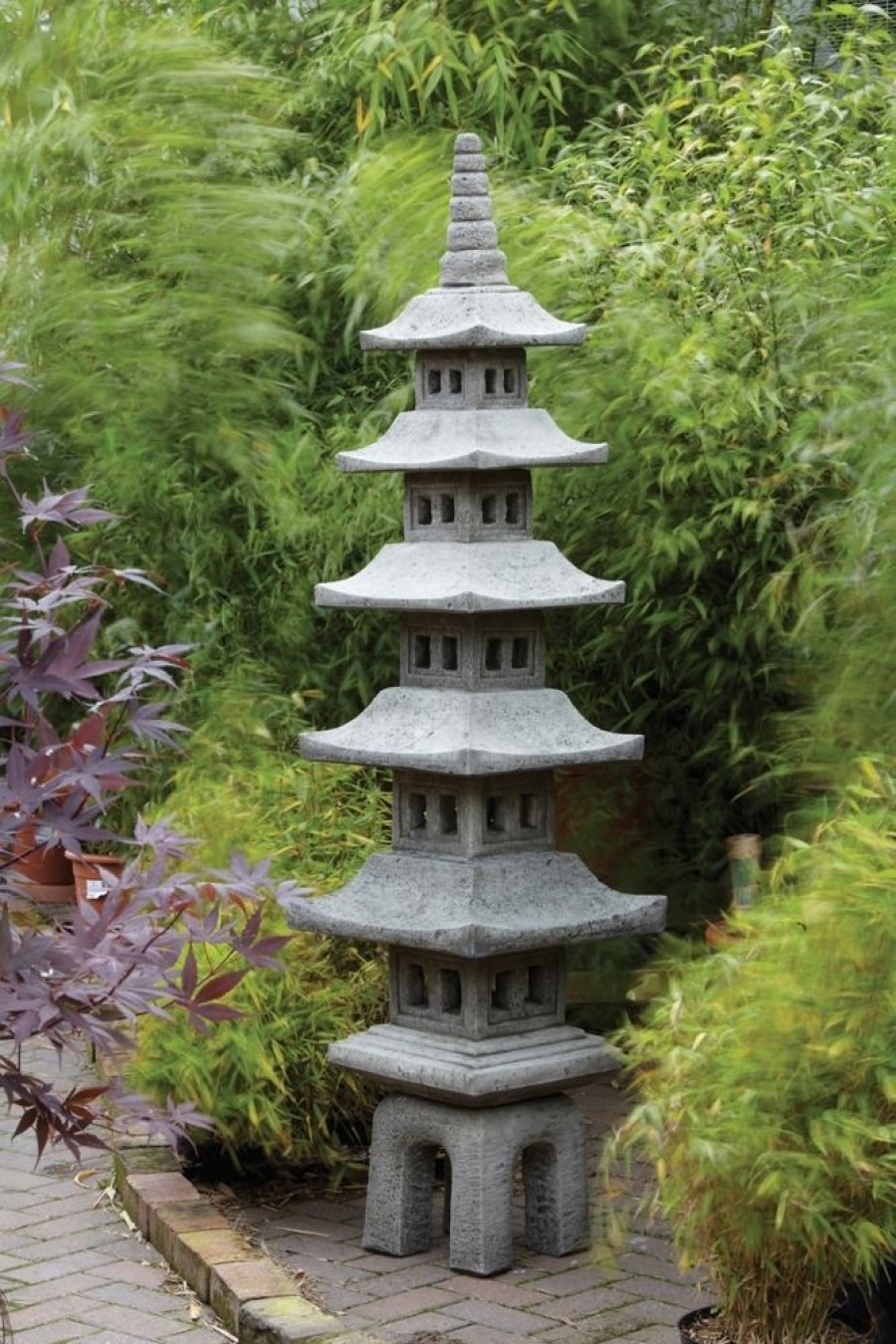 STATUES & SCULPTURES Seven Piece Japanese Pagoda Stone Garden Ornament Hot