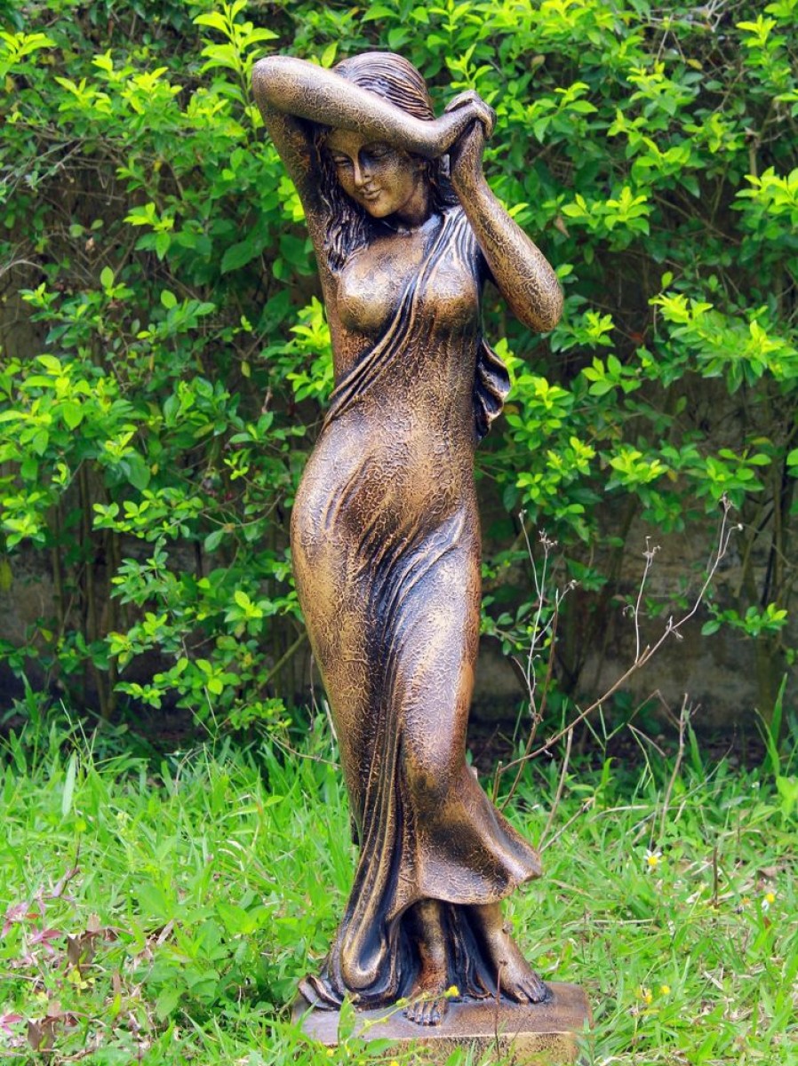 STATUES & SCULPTURES Shy Maiden 85Cm Bronze Marble Resin Garden Statue Hot