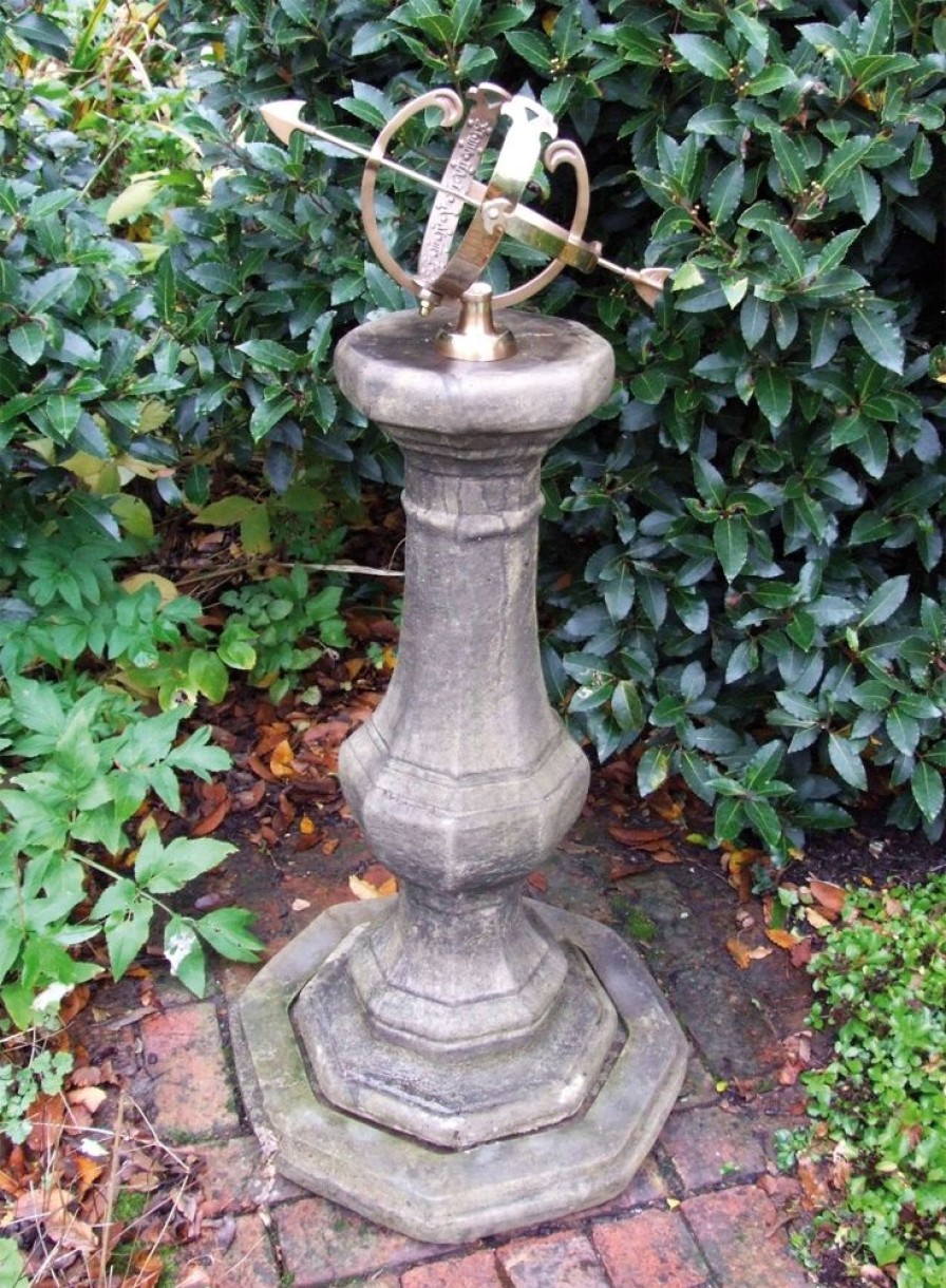 STATUES & SCULPTURES Pedestal Armillary 114Cm Stone Garden Sundial Wholesale