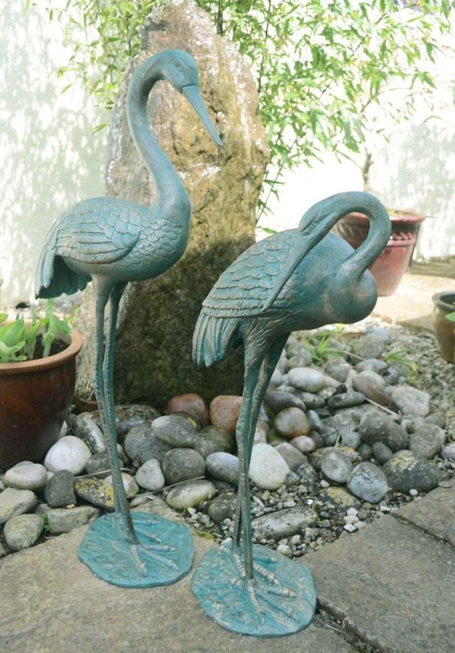 STATUES & SCULPTURES Grand Cranes Bronze Metal Garden Ornaments Wholesale