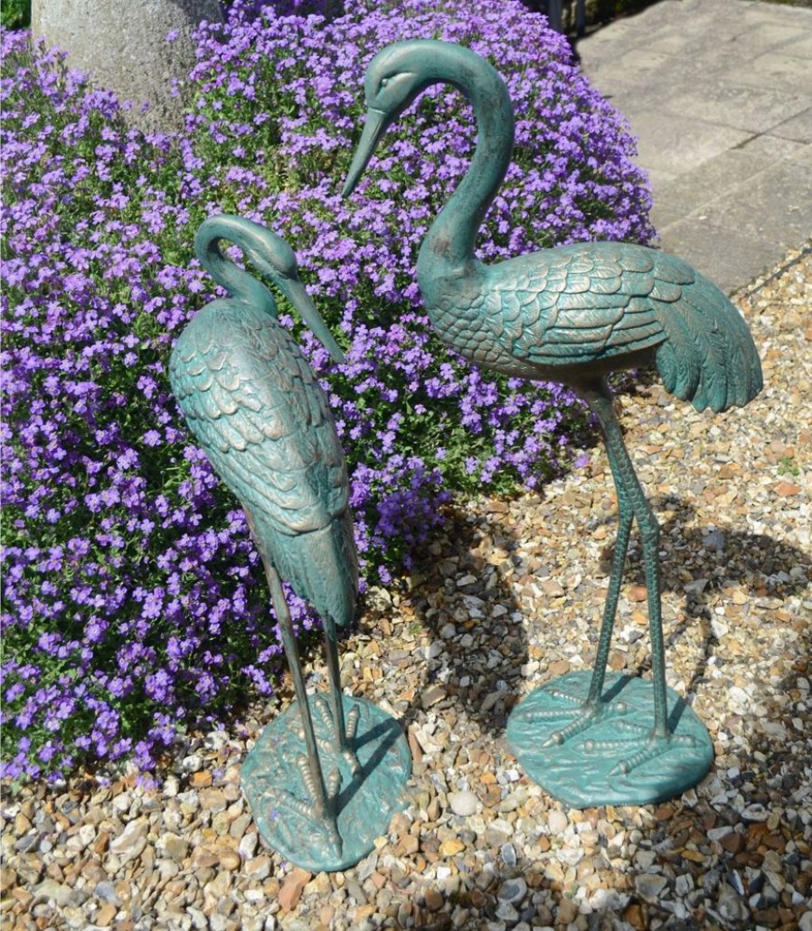 STATUES & SCULPTURES Grand Cranes Bronze Metal Garden Ornaments Wholesale