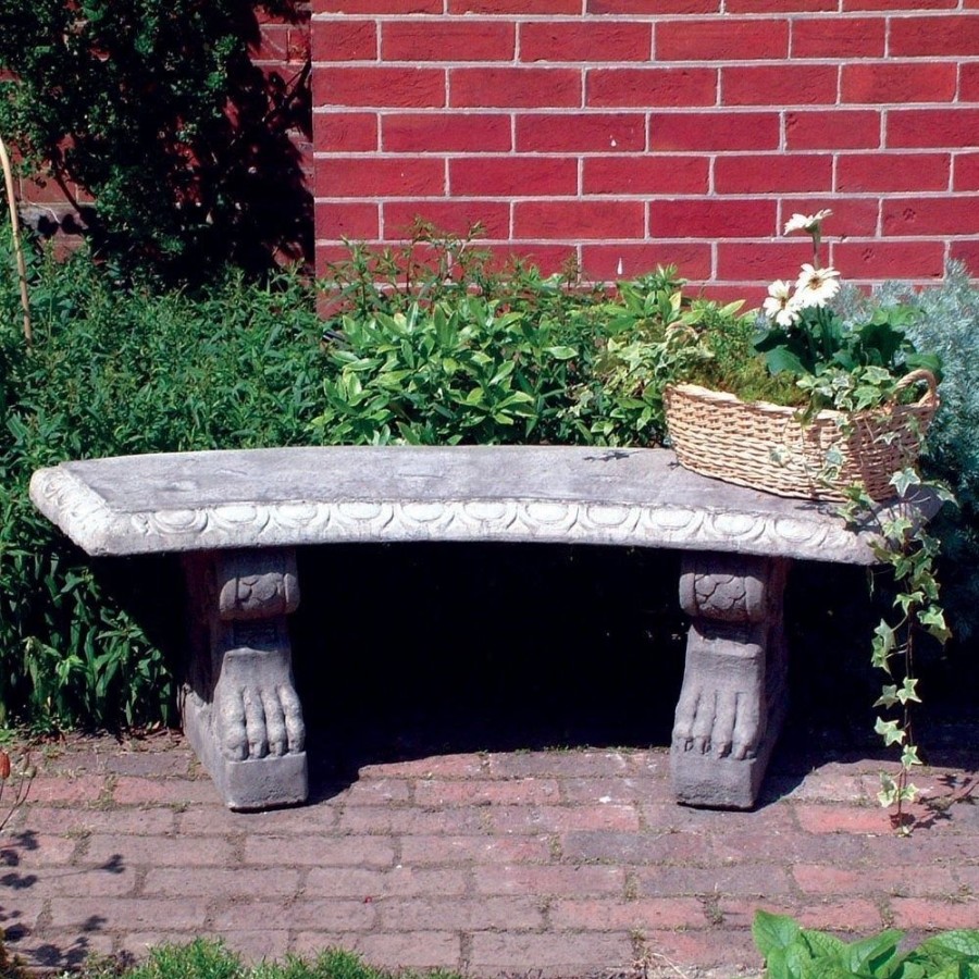 STATUES & SCULPTURES Curved Pattern Top Stone Garden Bench Clearance