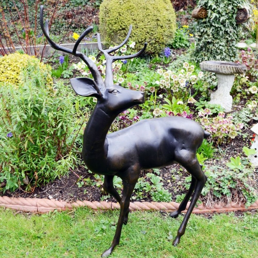 STATUES & SCULPTURES Majestic Deer Bronze Metal Garden Statue Online