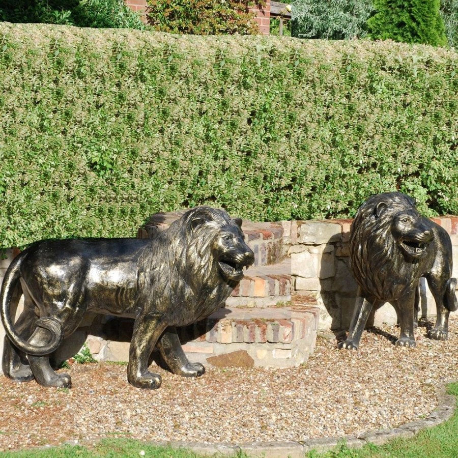 STATUES & SCULPTURES Grand Lions Bronze Metal Garden Statues New