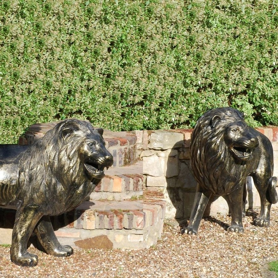 STATUES & SCULPTURES Grand Lions Bronze Metal Garden Statues New