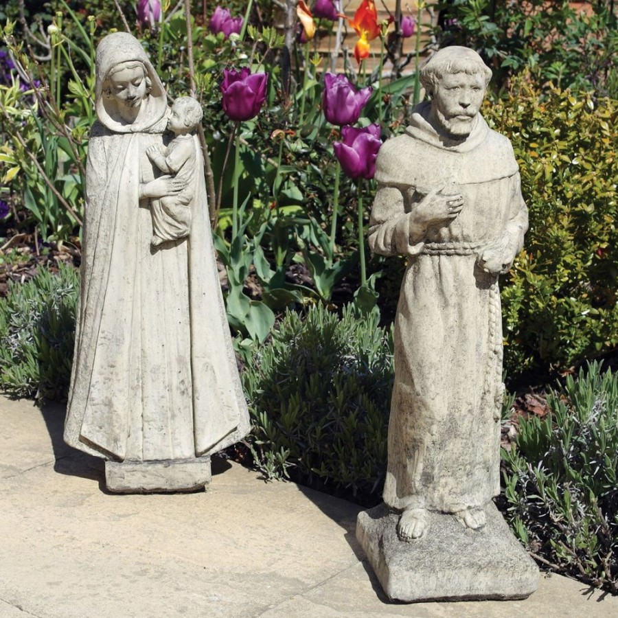 STATUES & SCULPTURES Madonna And Friar Monk Stone Garden Statues Best