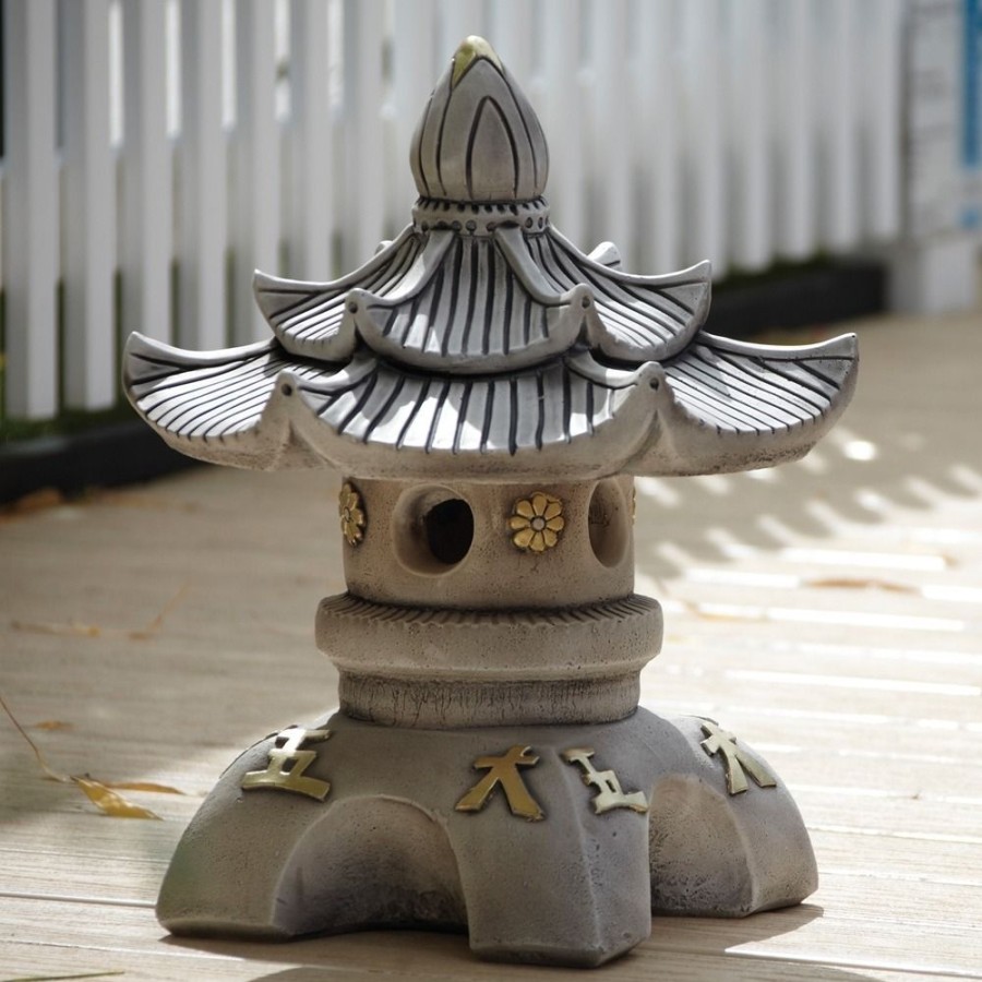 STATUES & SCULPTURES Double Top Japanese Pagoda Stone Garden Ornament Hot