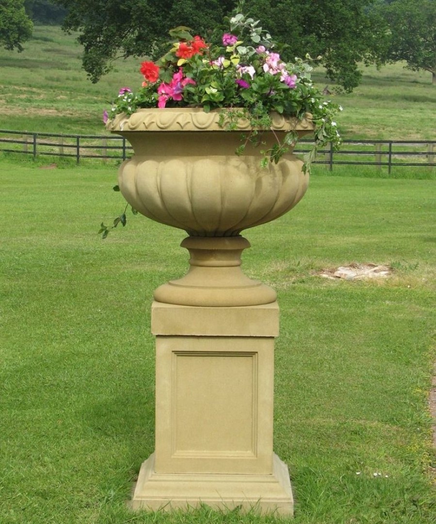 STATUES & SCULPTURES Victorian Tazza Stone Garden Planter On Pedestal New