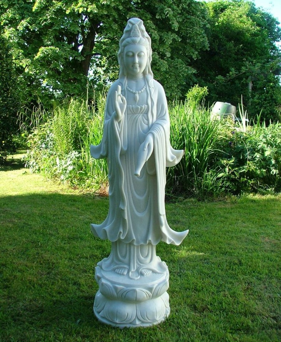 STATUES & SCULPTURES Guanyin Bodhisattva 120Cm Marble Resin Garden Statue Clearance