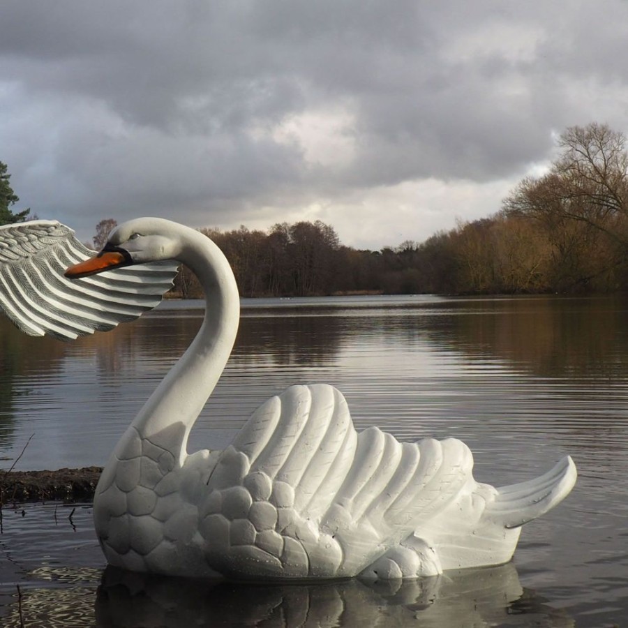 STATUES & SCULPTURES Grand Laying Swan Antique White Metal Garden Statue Online