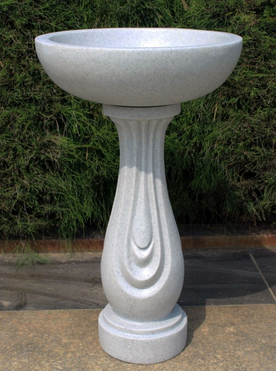 STATUES & SCULPTURES Redmire Modern Granite Resin Garden Birdbath Best