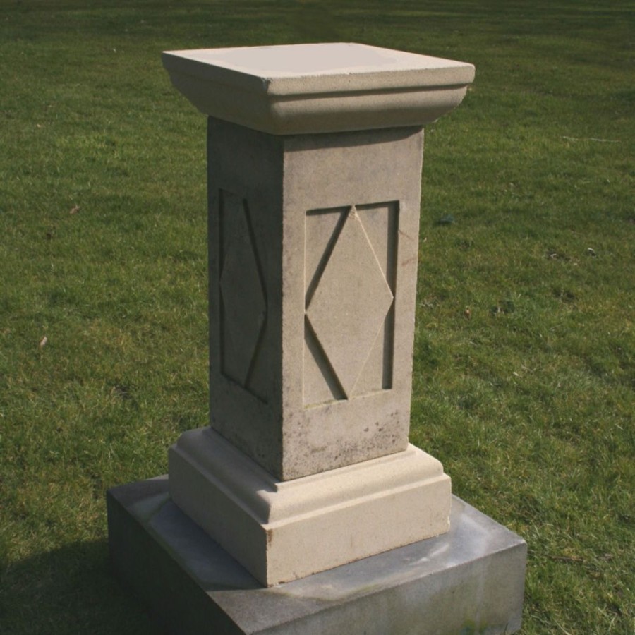 STATUES & SCULPTURES Grand Square 81Cm Stone Sundial Pedestal Best