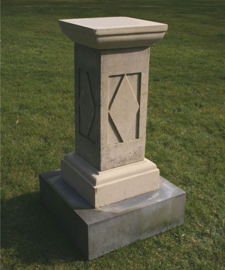 STATUES & SCULPTURES Grand Square 81Cm Stone Sundial Pedestal Best