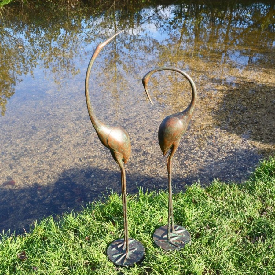 STATUES & SCULPTURES Modern Cranes Bronze Metal Garden Ornaments Wholesale