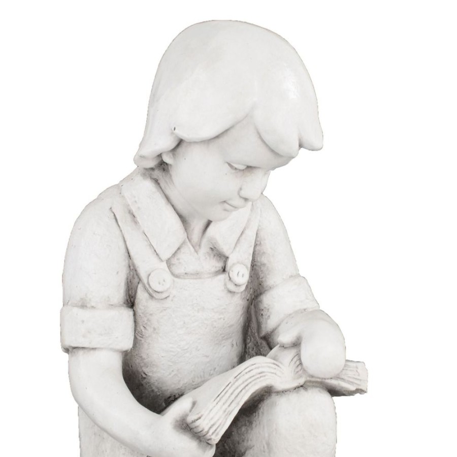 STATUES & SCULPTURES Reading Boy 88Cm Stone Resin Garden Statue Clearance